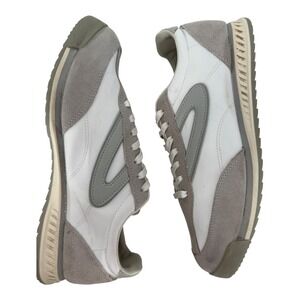 Tretorn Women's Kristine White Gray Suede Leather Textile Sneakers Size 9.5M